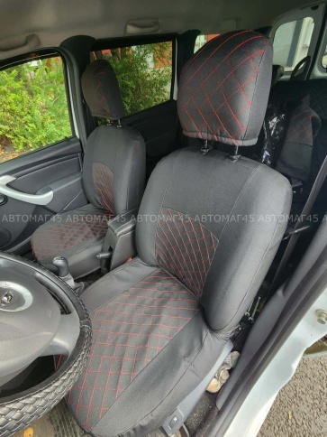 Авточехлы  Lada Largus Ларгус Largus Cross 5 местный 2/3 2012-2021г жаккард черн с красн.н ромб Барс фото 4