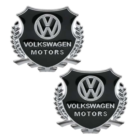 Шильдик Volkswagen Motors черный металл 55*50мм 2шт SHK K210 фото 1