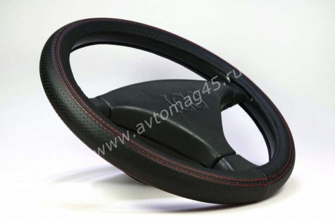 IGG  404 оплетка руля экокожа черный черный с красной отстрочкой    фото 3