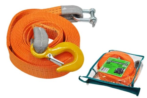 Автодело трос буксировочный 10т крюк-скоба ленточный 6м    фото 2