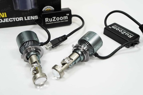 Ruzoom A80P светодиодные лампы LED линза модуль 2шт H7 12В 60W 6000K 6000Lm гарантия 6 мес фото 2