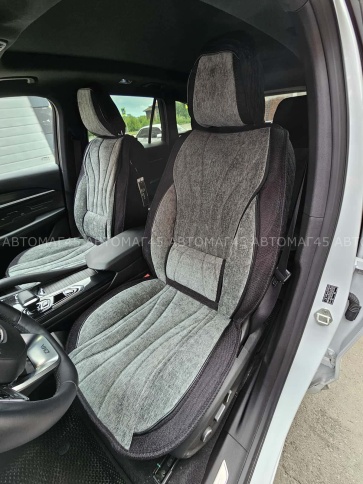 Чехлы  накидки на сиденье вельвет форма 2Д черно-серый комплект 5шт фото 1