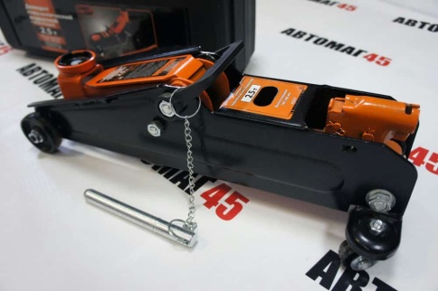 Автодело  домкрат 2,5т гидравлический подкатной с фиксатором кейс высота 140-380мм    фото 3