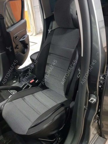 Авточехлы  Renault Duster Рено Дастер 11.2020-2022г  жаккард черно-серый Ижевск фото 9