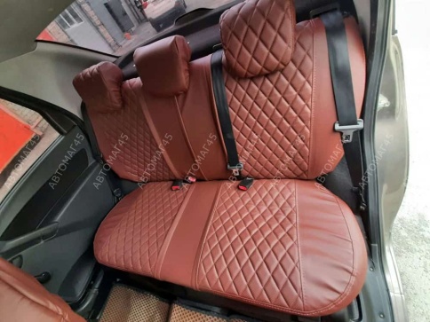 Драйв  чехлы универсальные экокожа Ромбы коричневый коричневый комплект    фото 3