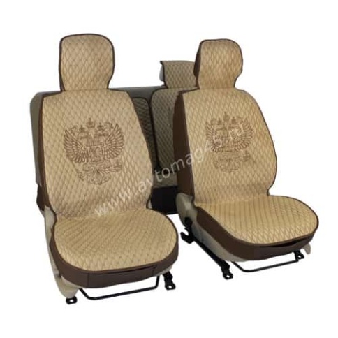 Чехлы  накидки на сиденье серия G лен бежевый бежевая нитка комплект 5 шт фото 1
