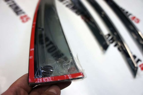 WIND  дефлекторы окон Nissan Teana Ниссан Теана 2008-2013г дымчатые хромированный молдинг компл 4шт фото 4