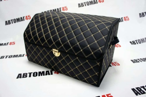 Органайзер  багажника кофр экокожа черный с белой ниткой 50 x 30 x 30см MAXIMAL Middle   фото 1