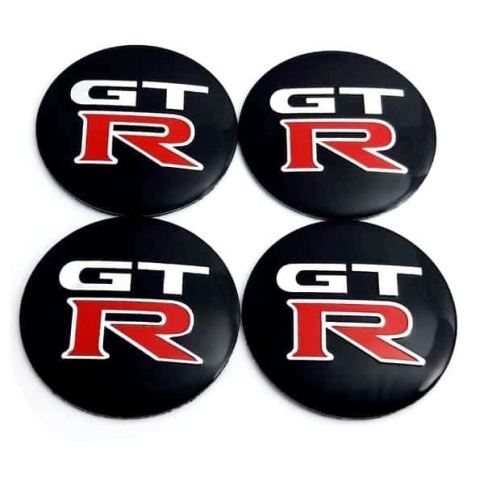 Наклейка на колпаки GTR сферическая изогнутая 5,6см 4шт черная NZD 068 фото 1