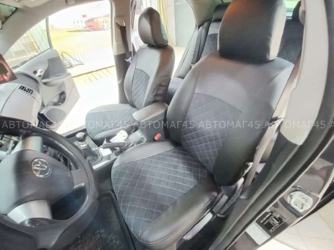 Авточехлы  Toyota Corolla Тойота Королла 2007-2013г кузов 150 экокожа алькант черная крас.нить ромб фото 10