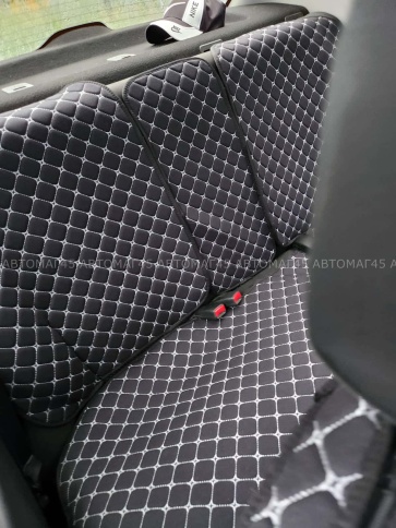Чехлы  накидки на сиденье лен 2Д черный белая нитка комплект 5шт    фото 6