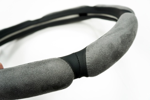 Новая заря оплетка руля спонж алькантара серый размер L  фото 3