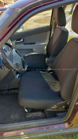 Авточехлы  ВАЗ 2110 Приора седан до 2014г жаккард черный с красной ниткой ромб Барс    фото 10