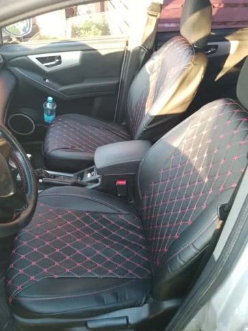 PSV Graf Next чехлы универсальные экокожа черный черный красная нить ромб комплект    фото 4