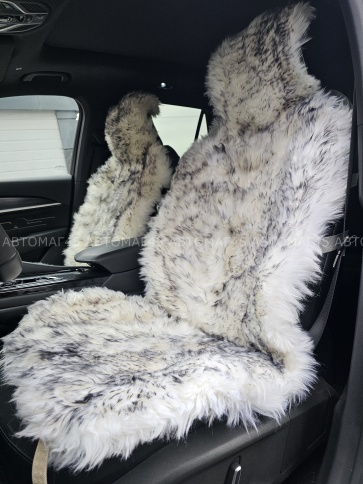 Накидка меховая длинный ворс пепельный 140х55см 2шт    фото 3