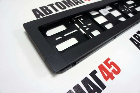 Широкая  рамка номерного знака черная с задней стенкой алюминий    фото 2