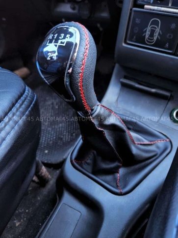 SALMAN Ручка КПП ВАЗ 2110 2111 2112 под КПП 2110 черный с красной ниткой в сборе хром   фото 2