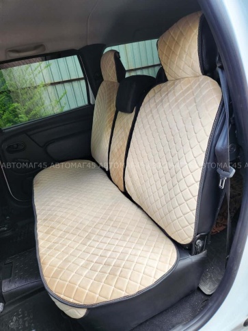 Гелакси  Накидки на сиденье на силиконе велюр задний ряд бежевые 3шт  фото 5