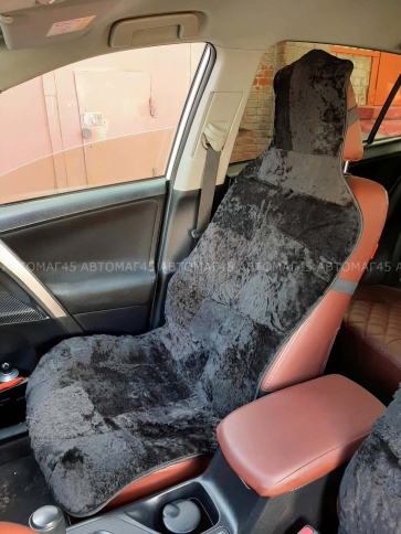 Накидки  короткий ворс мутон черный кусковой  140х55см 2шт    фото 4