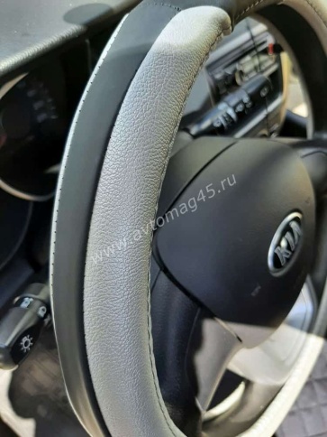 Autoprofi LUXURY  оплетка руля кожа черно-серебристая размер М AP-1010    фото 3