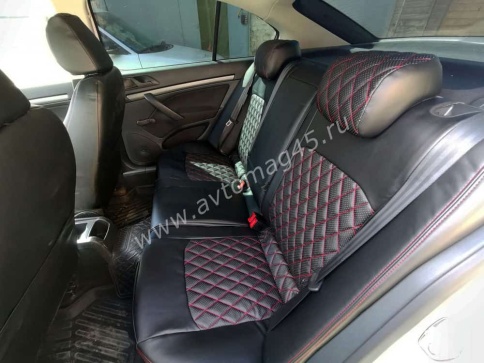 Авточехлы  Skoda Octavia А7 Шкода Октавиа А7 2013-2020г экокожа черная ромб    фото 3