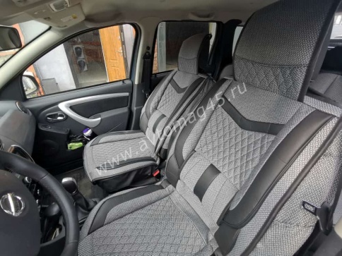 Чехлы  накидки на сиденье лен форма 2Д серый комплект 5шт  фото 1