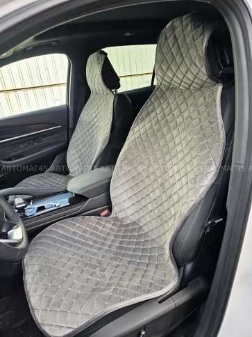 Автотренд  Накидки на сиденье на силиконе без боков велюр серый 2шт    фото 6