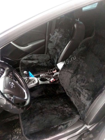 Накидка  на сиденье короткий ворс черный шерсть 40% 145х55см 1шт  фото 12