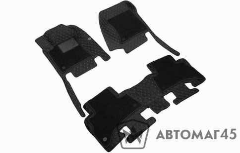 Ковры  5D экокожа Toyota Land Cruiser Prado 150 с 18г черный с бежевой ниткой+ворс комплект АКЦИЯ!  фото 1