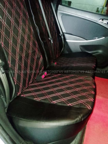 Экстрим  чехлы универсальные экокожа черный черный и красная нить ромб комплект    фото 12