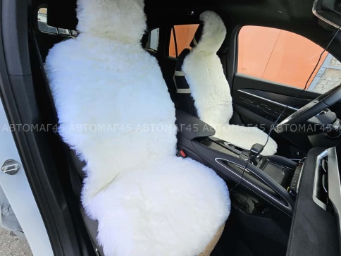 Накидки  короткий ворс мутон белый на коже 140х55см 2шт    фото 6