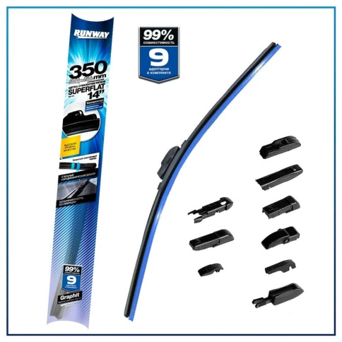 Runway  щетка стеклоочистителя Superflat бескаркасная графит 10 адаптеров 530мм    фото 2