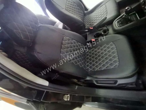 Авточехлы  Volkswagen Jetta Джетта 2005-2011г Volkswagen Golf 5 Golf 6 экокожа черная крас.нить ромб фото 2