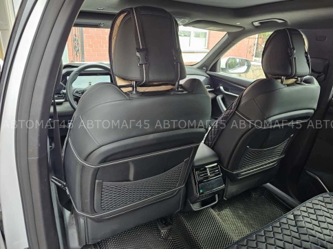 Гелакси  Накидки на сиденье на силиконе велюр черные с синей ниткой 2шт  фото 3