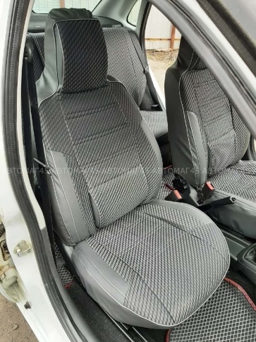 Авточехлы  Лада Granta Гранта до 08.2018г 1/1 2/3 жаккард серый    фото 9