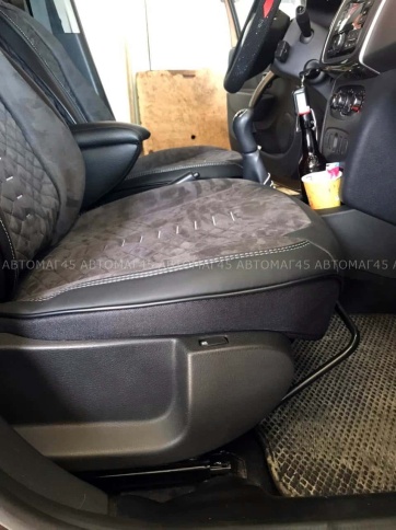 Чехлы  накидки на сиденье экокожа+алькант черно-бежевый трансформер с отдельным подголовн комп Fota фото 7
