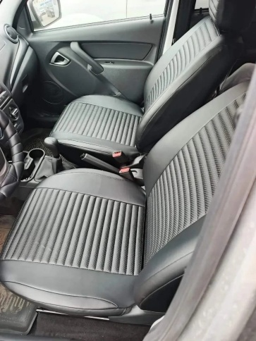 Авточехлы  Renault Logan Рено Логан 2004-2016г экокожа черная стандарт лайн фото 6