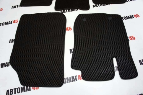 EVA ЭВА  коврики в салон Лада Ларгус Largus 5 мест Renault Logan 2004-2016г черные рисунок ромб 5шт фото 3