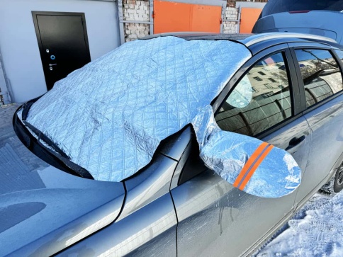 Накидка защитная от наледи и солнца на лобовое стекло 218см х 140см с ушами   фото 7