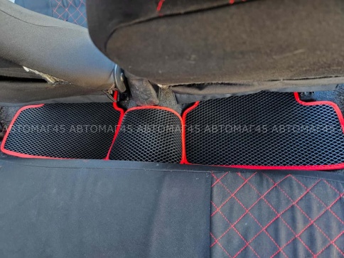 EVA ЭВА  коврики в салон ВАЗ 2109 2114 2115 черные красный кант рисунок ромб  комплект 5шт    фото 5