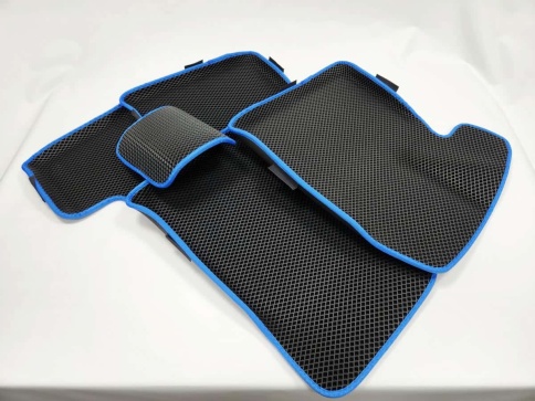 EVA ЭВА 3D коврики в салон Лада Приора ВАЗ 2110 черный синий кант ромб комплект 5шт CITY Press форма фото 4