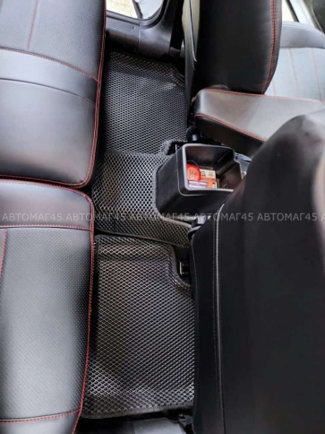 EVA ЭВА 3D коврики в салон Нива Шевроле Niva черные рисунок ромб комплект 5шт CITY Press форма  фото 2