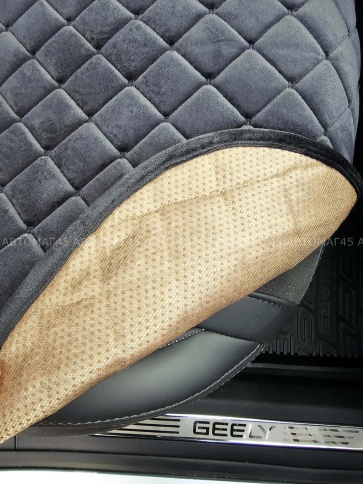 Автотренд  Накидки на сиденье на силиконе без боков велюр черный c черной ниткой 2шт фото 8