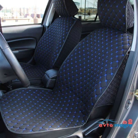Чехлы  накидки на сиденье лен 2Д синий нитка комплект 5шт    фото 1
