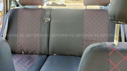 Авточехлы  ВАЗ 2110 Приора седан до 2014г жаккард черный с красной ниткой ромб Барс    фото 11