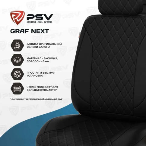 PSV Graf Next чехлы универсальные экокожа черный черная нить ромб комплект    фото 3