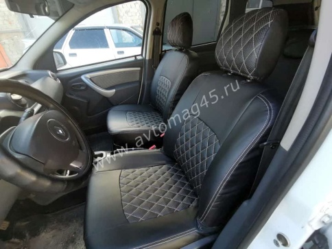 Авточехлы  Renault Duster до 2015г Sandero S.Stepway до 15г 2/3 Terrano 14-16 экокожа сер.нить ромб фото 1