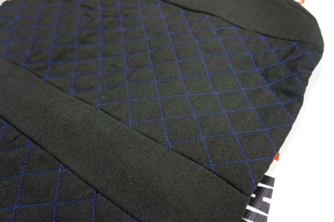 Авточехлы  Газель трехместная жаккард черный с синей ниткой ромб без поролона Барс   фото 5