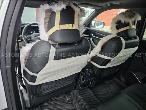 Накидка меховая длинный ворс пепельный 140х55см 2шт    фото 2