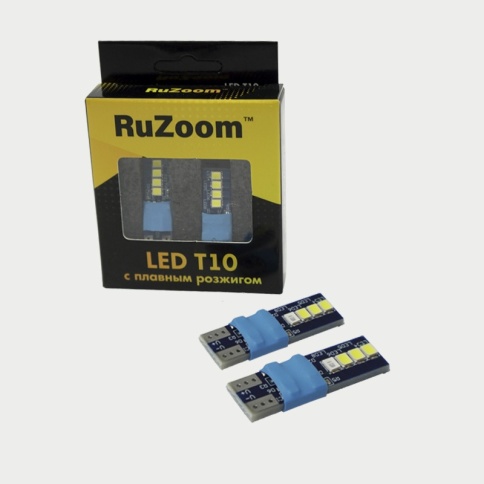 Ruzoom лампа светодиодная W5W T10 8SMD c цоколем 6000K 950Lm одноконт белая 2шт  фото 4